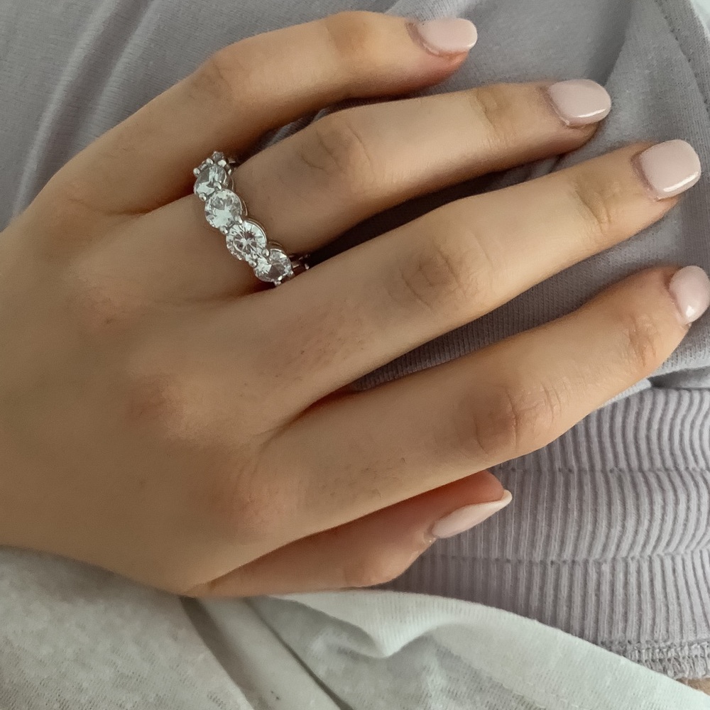 💎Round Travel CZ Diamond Wedding Band 925 Sterling Silver .70 carat each - Picture 6 of 7
